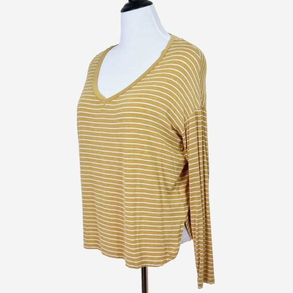 American Eagle Outfitters Tops - American Eagle Size S Soft & Sexy Long Sleeve Tee Striped Yellow White